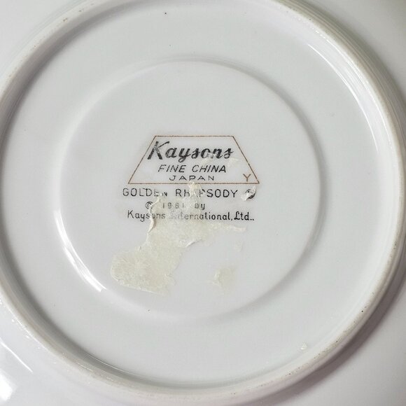 Kaysons Fine China Golden Rhapsody Tea Cup Saucer Set Vintage 1961 Floral Design - Picture 6 of 10